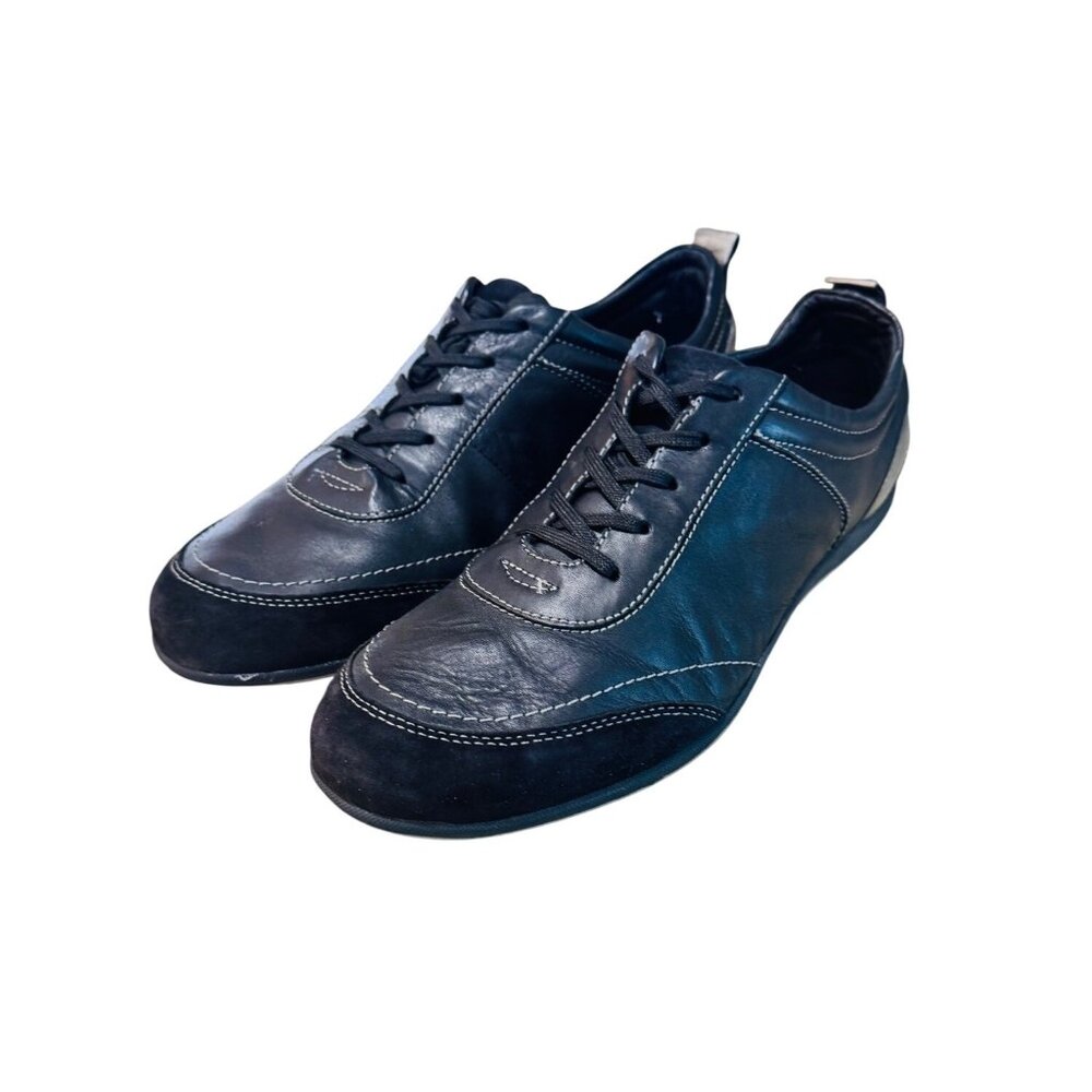 Vionic Willa Walker Womens 9 Black Leather Metallic Pewter Athletic Sneaker Shoe